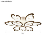 Contemporary Petal Semi Flush Chandelier: Acrylic 6/9/15-Bulb Ceiling Mount Light For Living Rooms