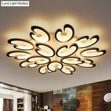 Contemporary Petal Semi Flush Chandelier: Acrylic 6/9/15-Bulb Ceiling Mount Light For Living Rooms