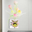 Contemporary Plastic Blooming Flower Wall Nightlight - Yellow/Pink/Peach Led Night Light With Plug