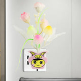 Contemporary Plastic Blooming Flower Wall Nightlight - Yellow/Pink/Peach Led Night Light With Plug