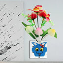 Contemporary Plastic Blooming Flower Wall Nightlight - Yellow/Pink/Peach Led Night Light With Plug