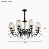 Contemporary Prismatic Crystal Cone Hanging Lamp With Droplet Decorations