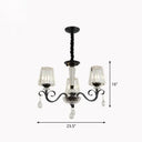 Contemporary Prismatic Crystal Cone Hanging Lamp With Droplet Decorations 3 / Black