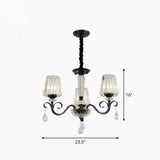 Contemporary Prismatic Crystal Cone Hanging Lamp With Droplet Decorations 3 / Black