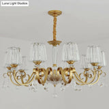 Contemporary Prismatic Crystal Cone Hanging Lamp With Droplet Decorations