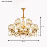 Contemporary Prismatic Crystal Cone Hanging Lamp With Droplet Decorations