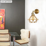 Contemporary Prismatic Glass Wall Sconce With Geometric Design - Brass Mount Light Fixture