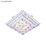 Contemporary Purple Crystal Ceiling Light - 7’/9.5’ Flush Mount Led For Corridor In Warm/White