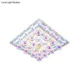 Contemporary Purple Crystal Ceiling Light - 7’/9.5’ Flush Mount Led For Corridor In Warm/White