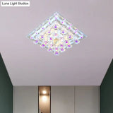 Contemporary Purple Crystal Ceiling Light - 7’/9.5’ Flush Mount Led For Corridor In Warm/White