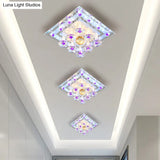 Contemporary Purple Crystal Ceiling Light - 7’/9.5’ Flush Mount Led For Corridor In Warm/White