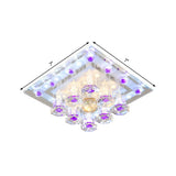 Contemporary Purple Crystal Ceiling Light - 7/9.5 Flush Mount Led For Corridor In Warm/White
