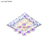 Contemporary Purple Crystal Ceiling Light - 7’/9.5’ Flush Mount Led For Corridor In Warm/White