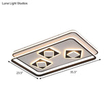 Contemporary Rectangle Flush Mount Led Ceiling Lamp For Living Room - Black Acrylic Warm/3 Color