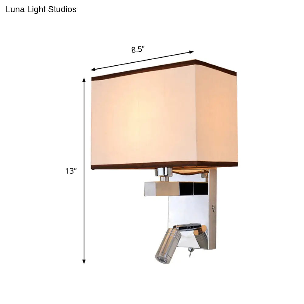 Contemporary Rectangle Led Wall Sconce Lighting In Chrome With Spotlight