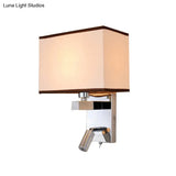 Contemporary Rectangle Led Wall Sconce Lighting In Chrome With Spotlight