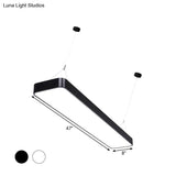 Contemporary Rectangle Pendant Light With Led Acrylic Shade Black/White 4’/8’/12’ W