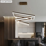 Contemporary Rectangular Acrylic Coffee Led Chandelier - 3/4/5 Tiers Hanging Pendant Lamp