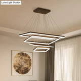 Contemporary Rectangular Acrylic Coffee Led Chandelier - 3/4/5 Tiers Hanging Pendant Lamp