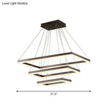 Contemporary Rectangular Acrylic Coffee Led Chandelier - 3/4/5 Tiers Hanging Pendant Lamp
