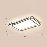 Contemporary Rectangular Ceiling Lamp: Sleek Led Flush Mount In Black For Living Room / 43’ Third