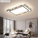 Contemporary Rectangular Ceiling Lamp: Sleek Led Flush Mount In Black For Living Room