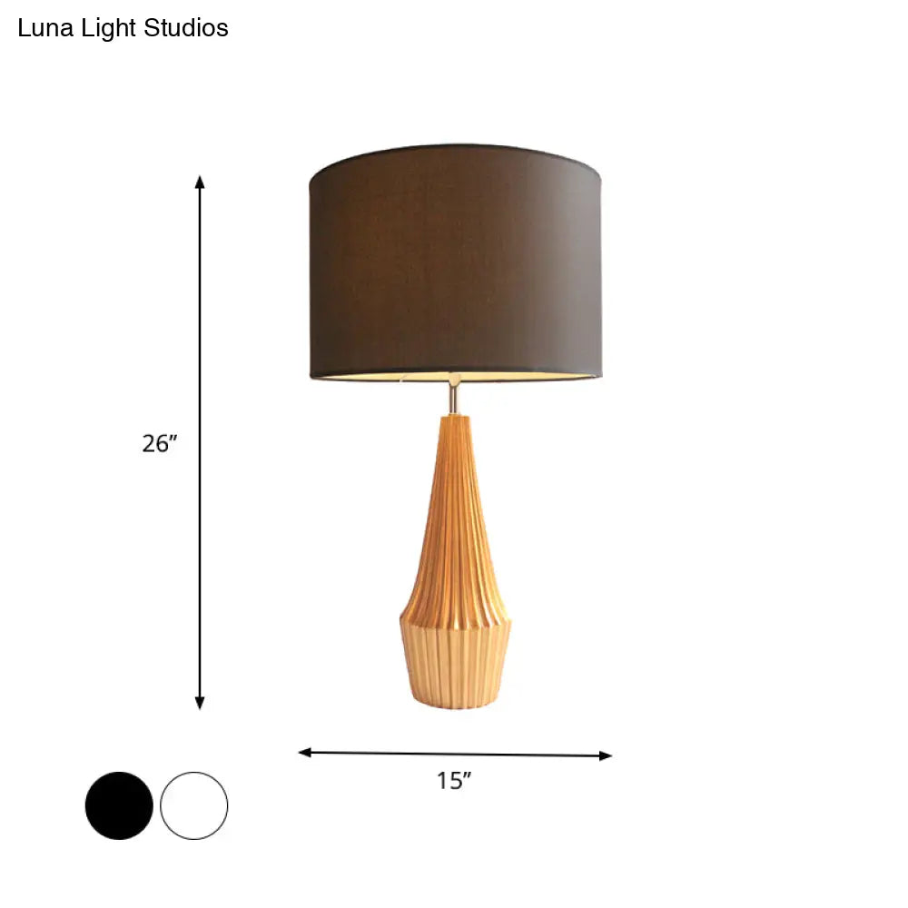 Contemporary Resin Teardrop Night Light Table Lamp With Round Fabric Shade