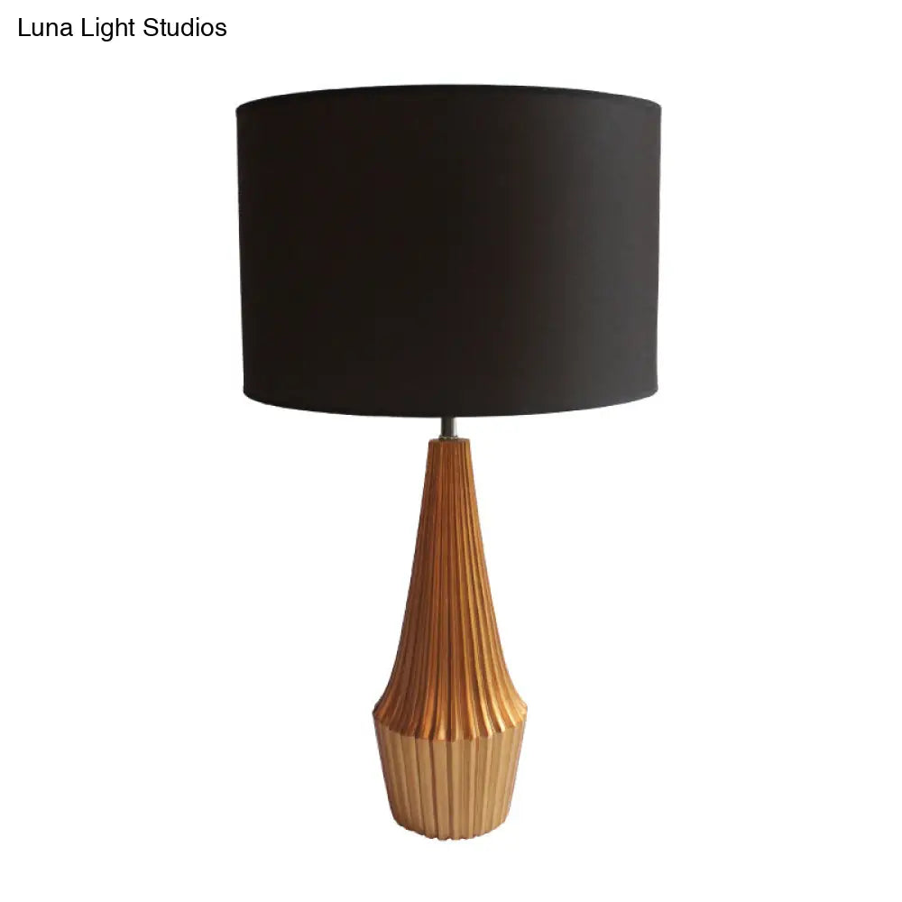 Contemporary Resin Teardrop Night Light Table Lamp With Round Fabric Shade