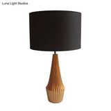 Contemporary Resin Teardrop Night Light Table Lamp With Round Fabric Shade