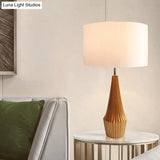 Contemporary Resin Teardrop Night Light Table Lamp With Round Fabric Shade