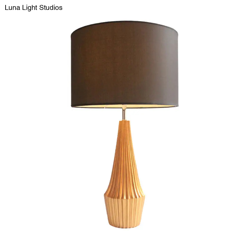 Contemporary Resin Teardrop Night Light Table Lamp With Round Fabric Shade
