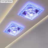 Contemporary Ribbed Crystal Clear Led Flush Mount Ceiling Light With Flared Design