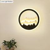 Contemporary Round Acrylic Mountain Mural Led Wall Light