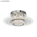 Contemporary Round Crystal Ceiling Lamp - Chrome Finish (4 Lights) For Bedroom Flush Mount