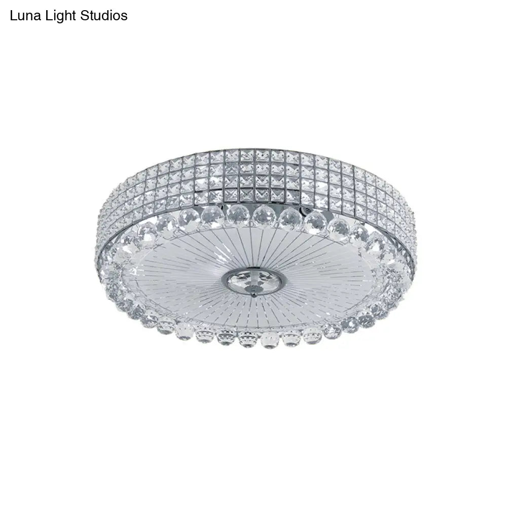 Contemporary Round Crystal Flush Light - 16’/24’ Led Bedroom Ceiling Lamp In Silver/Gold