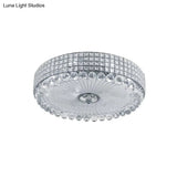 Contemporary Round Crystal Flush Light - 16’/24’ Led Bedroom Ceiling Lamp In Silver/Gold