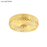 Contemporary Round Crystal Flush Light - 16’/24’ Led Bedroom Ceiling Lamp In Silver/Gold