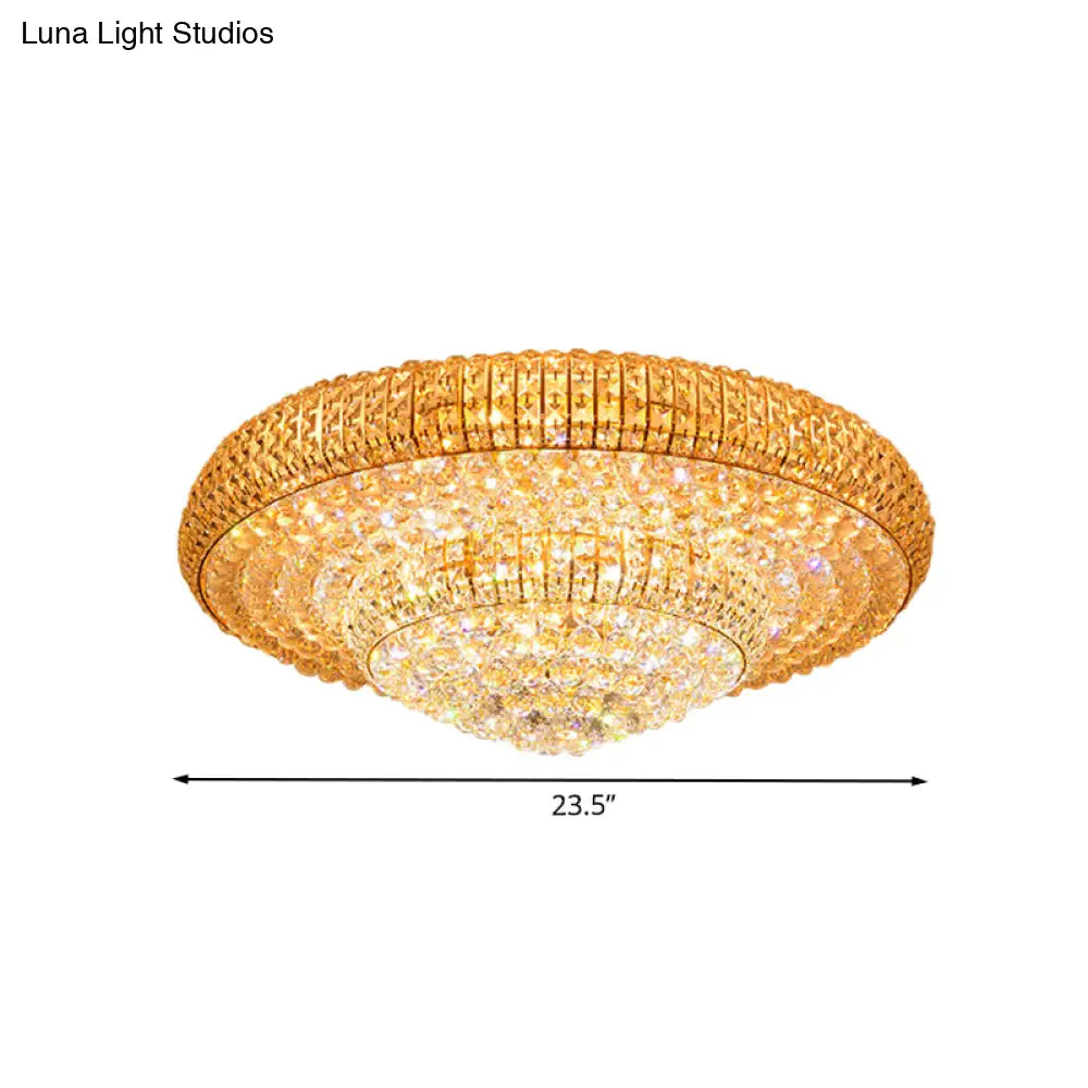 Contemporary Round Crystal Led Flush Light Fixture For Ceiling Mount - 2 - Layer Design Ideal