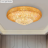 Contemporary Round Crystal Led Flush Light Fixture For Ceiling Mount - 2 - Layer Design Ideal