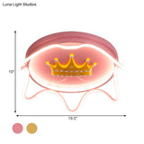 Contemporary Round Led Flush Mount Ceiling Lamp For Nursery Room In Pink/Gold