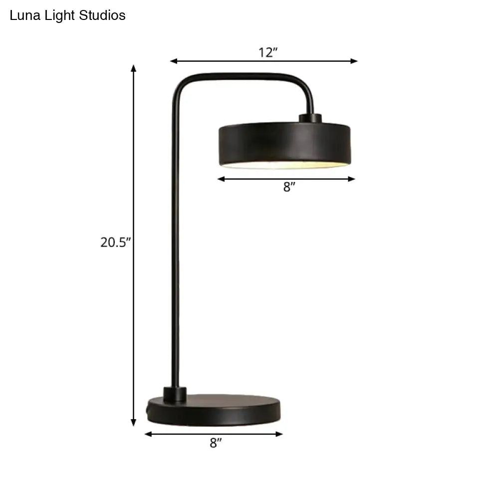 Contemporary Round Shade Desk Lamp - Metallic 1-Light Black/Gold Lighting For Bedroom