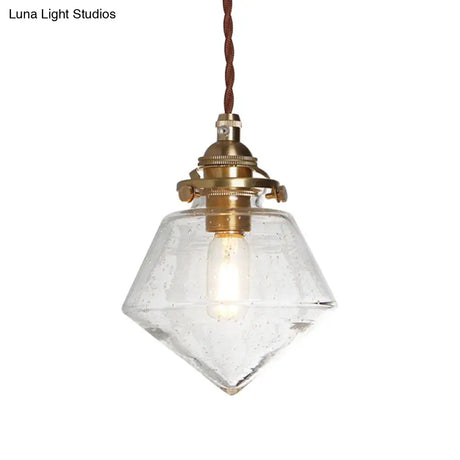 Contemporary Schoolhouse Pendant Glass Lamp With Clear Shade For Kitchen Island