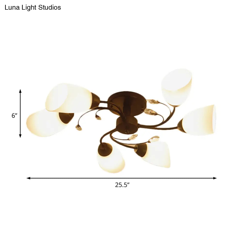 Contemporary Semi Flush Mount Light With Bevel Glass Shades - Black Windmill Ceiling Fixture