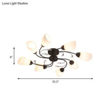 Contemporary Semi Flush Mount Light With Bevel Glass Shades - Black Windmill Ceiling Fixture