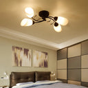 Contemporary Semi Flush Mount Light With Bevel Glass Shades - Black Windmill Ceiling Fixture