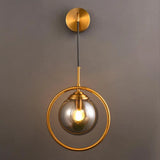 Contemporary Smoke Gray/Clear/Amber Glass Wall Lamp: Single Brass Finish Sconce Light Fixture Gray
