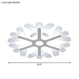 Contemporary Snowflake Flush Ceiling Led Light - Acrylic Bedroom Lamp In Warm/White 8/16.5/20.5 Wide
