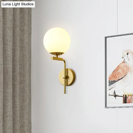 Contemporary Sphere Glass Sconce Light - Bedroom Wall Mount With 1-Bulb