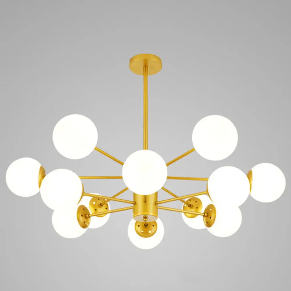 Contemporary Spherical Glass Chandelier Light For Living Room Ceiling 12 / Gold Without Spot