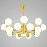 Contemporary Spherical Glass Chandelier Light For Living Room Ceiling 16 / Gold Without Spot